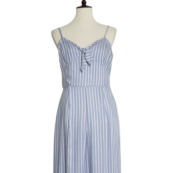 J.Crew Factory‎ Blue White Tie Front Jumpsuit Lined Size 6 - Picture 7 of 10